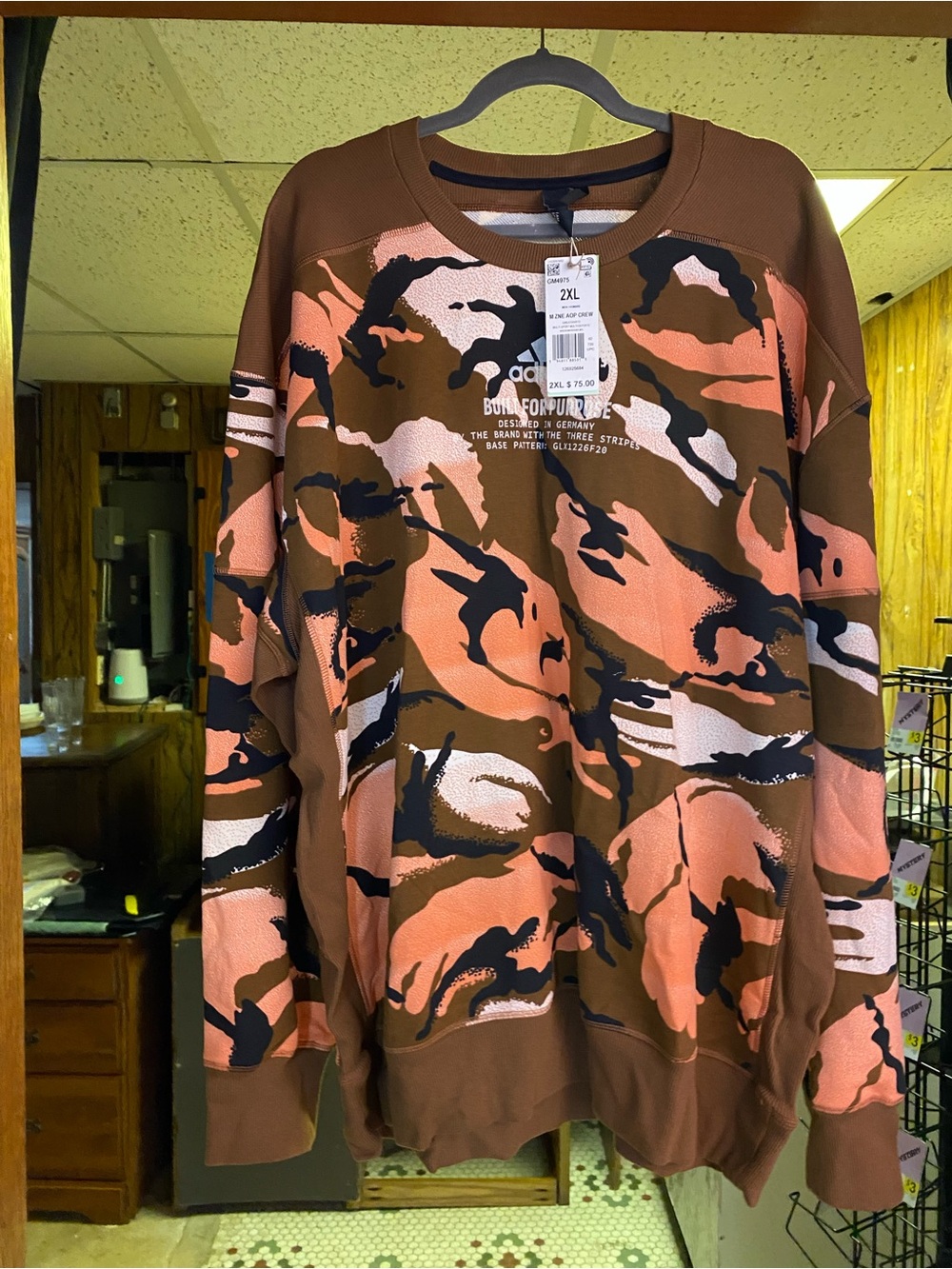 adidas Brown & Pink Camo Crewneck Sweater